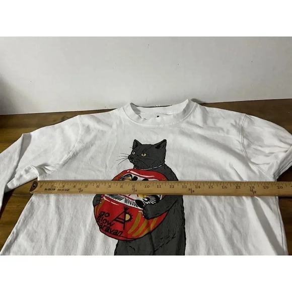 Go Slow Caravan Graphic Cat Long Sleeve White T-Shirt Size 3 - Picture 6 of 10